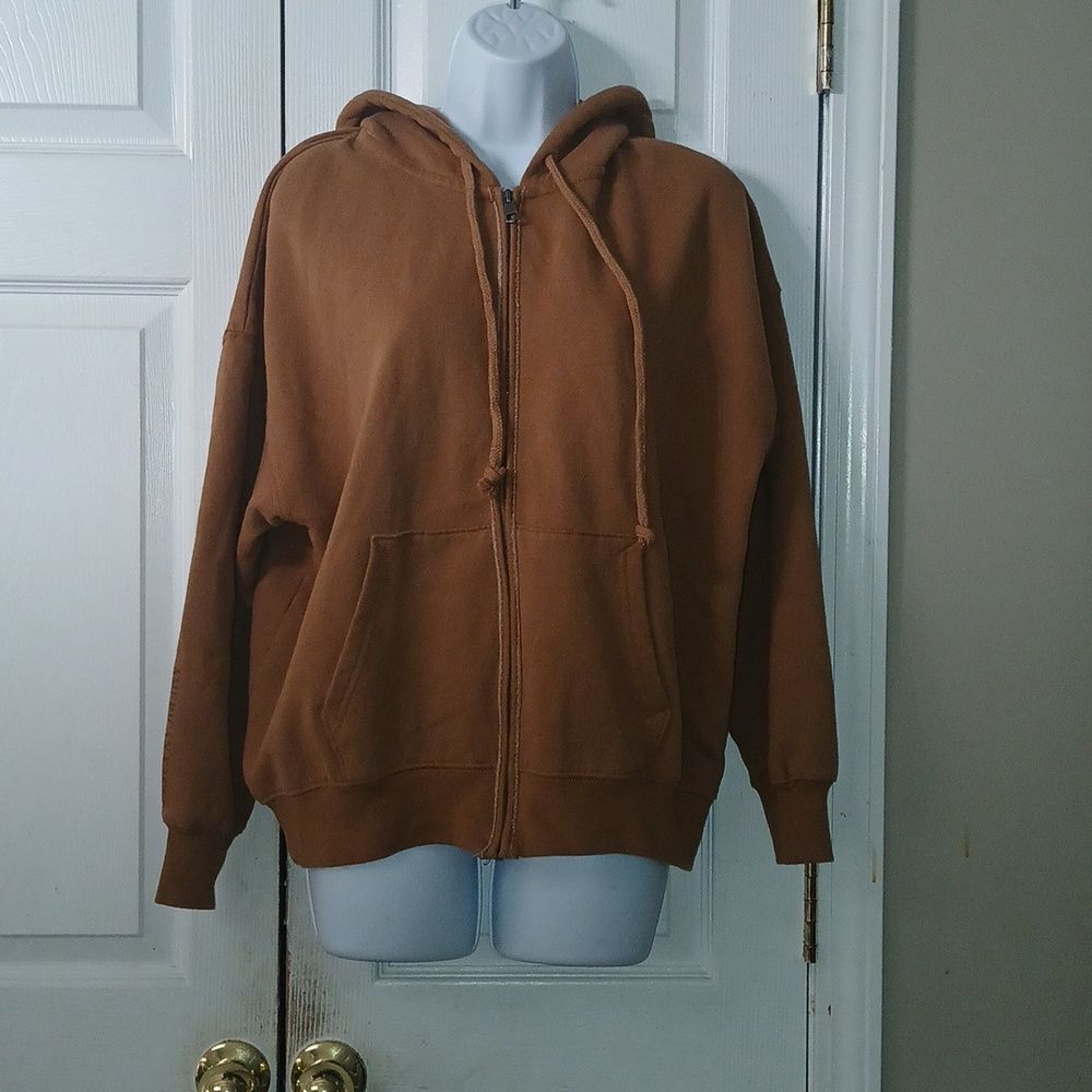 American Eagle Outfitters oversized  Carmel Brown zip up hoodie Sz XS/S NWT